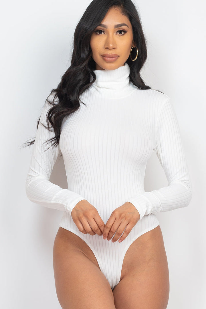 Ribbed Turtle Neck Long Sleeve Bodysuit (CAPELLA)-11