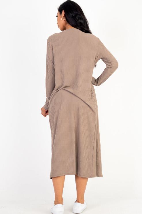Ribbed Cardigan & Cami Midi Bodycon Dress (CAPELLA)-2