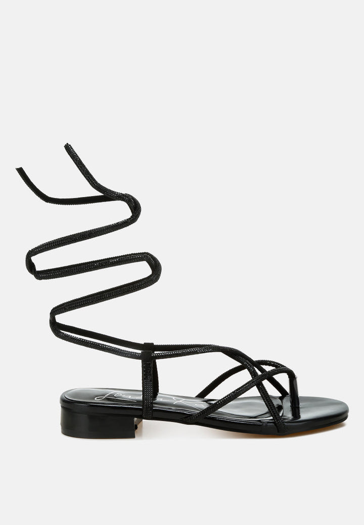 Babbity Rhinestone Embellished Lace-Up Sandals-6