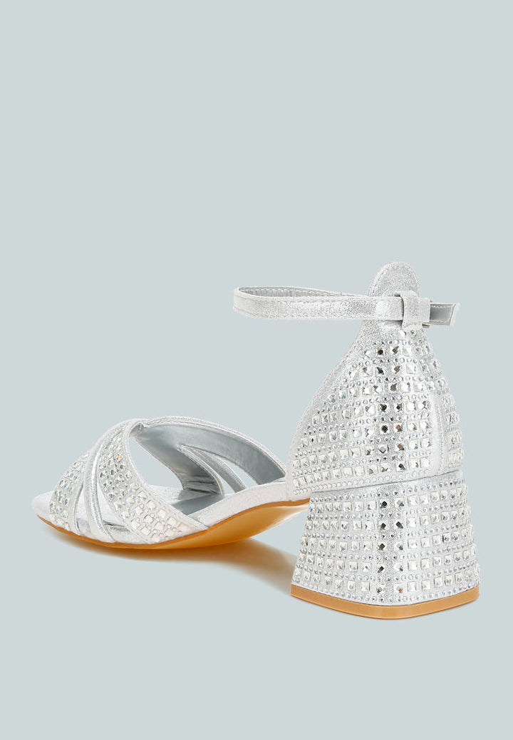 Babylon Low Block Heel Rhinestone Sandals-2