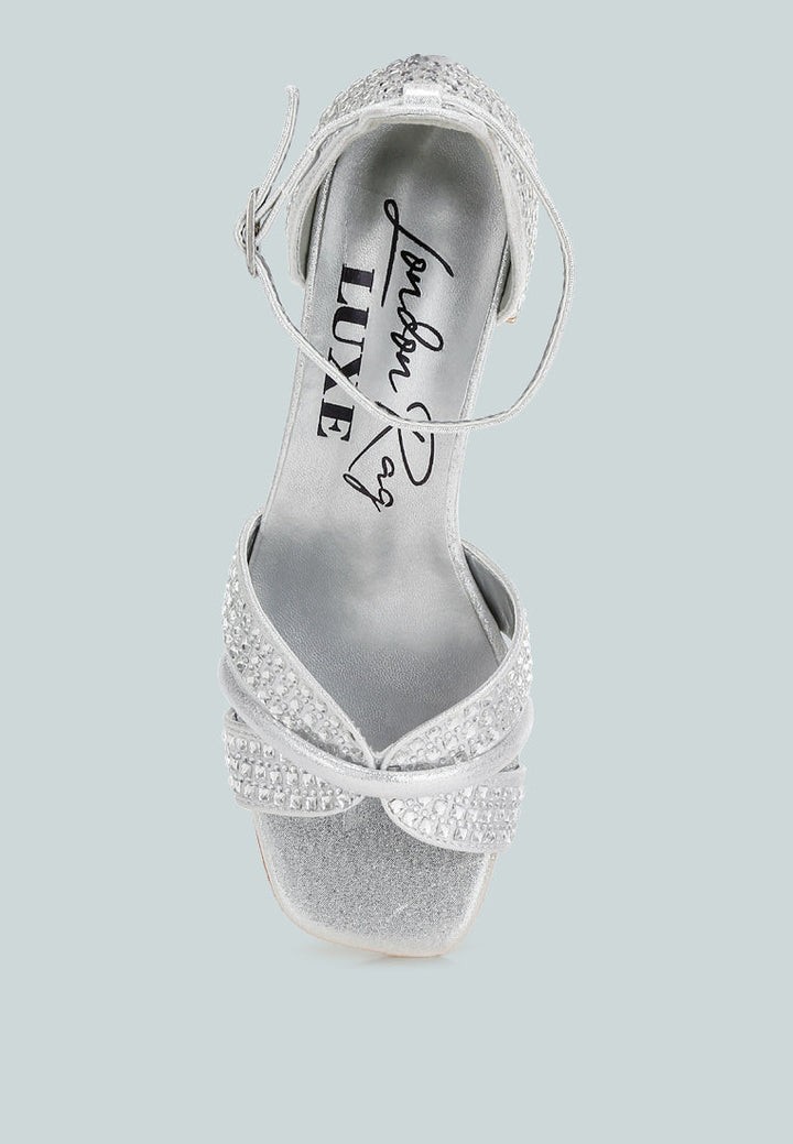 Babylon Low Block Heel Rhinestone Sandals-3