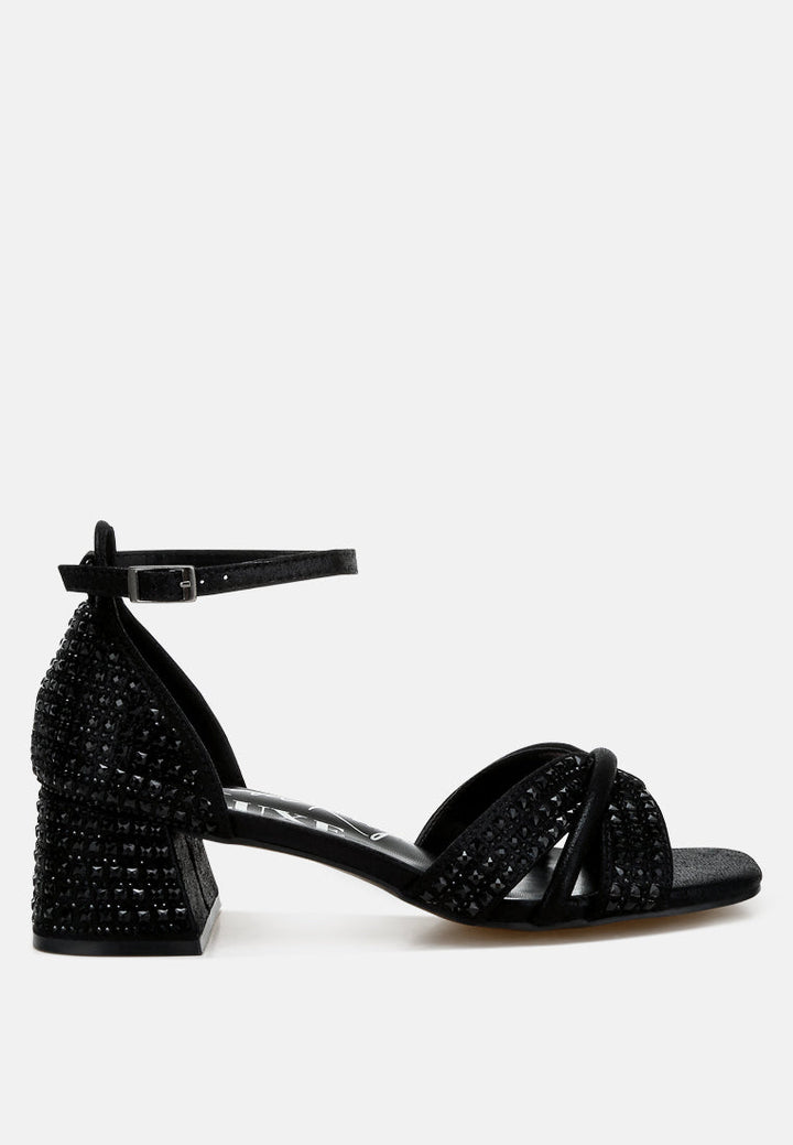 Babylon Low Block Heel Rhinestone Sandals-6