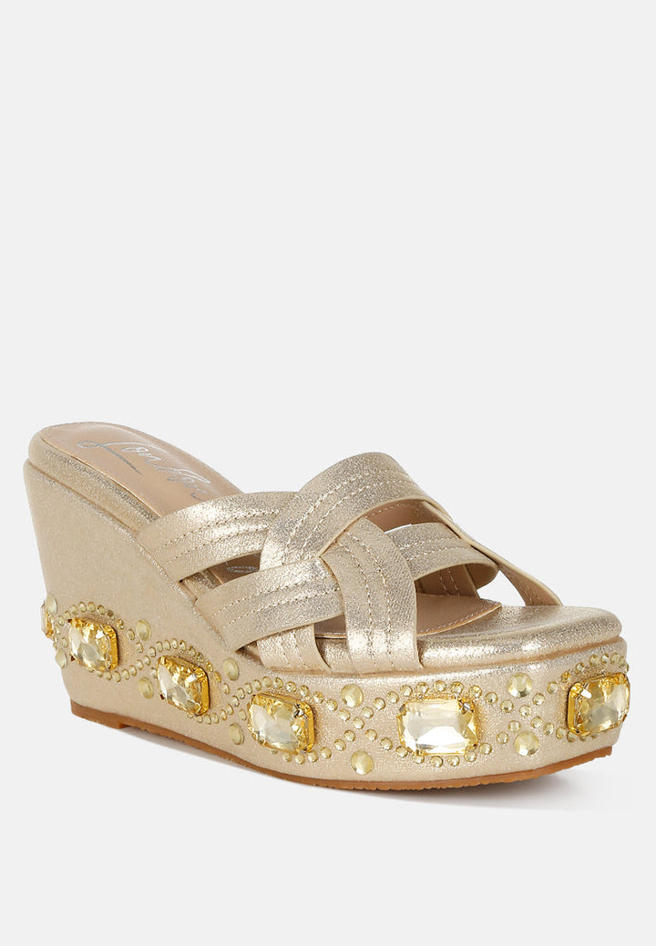 Blistronic Chunky Diamante & Rhinestone Cut-Out Sandals-1