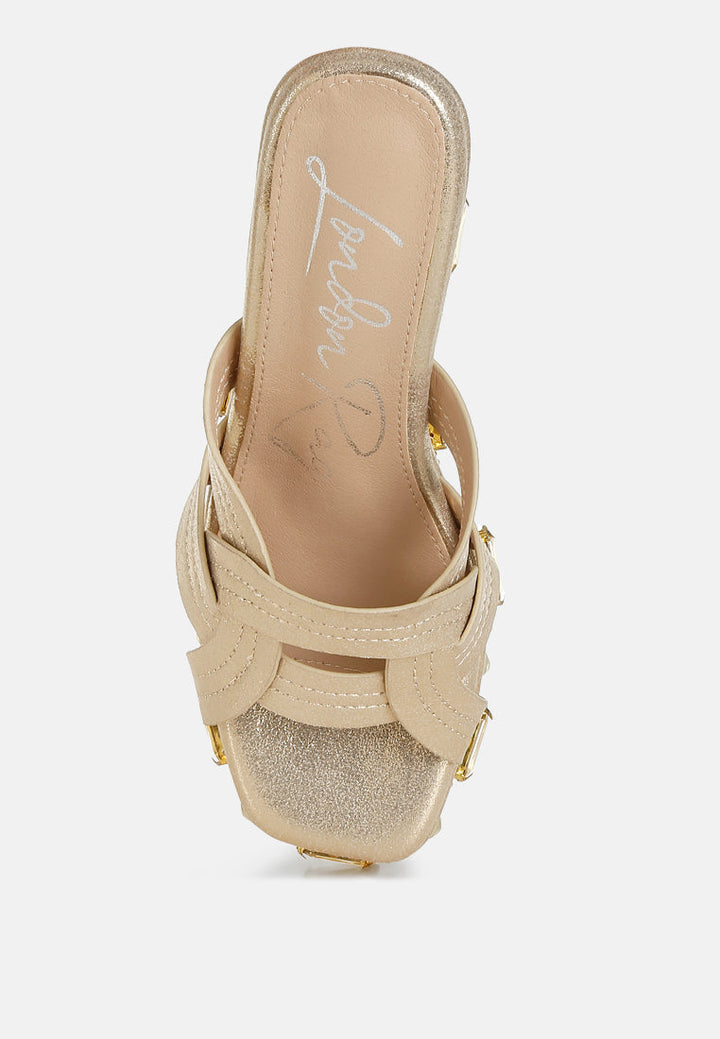 Blistronic Chunky Diamante & Rhinestone Cut-Out Sandals-3