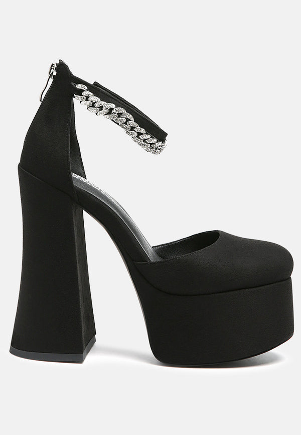 Lucky Me Block Platform Sandal With Metal Chain-5