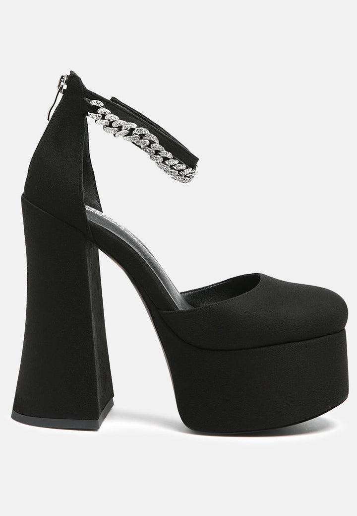 Lucky Me Block Platform Sandal With Metal Chain-5