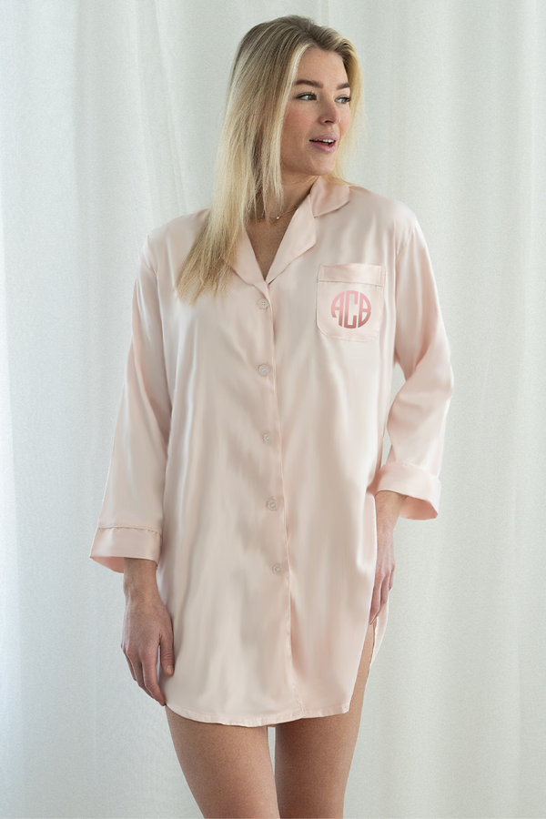 Blush Satin Sleep Shirt-0