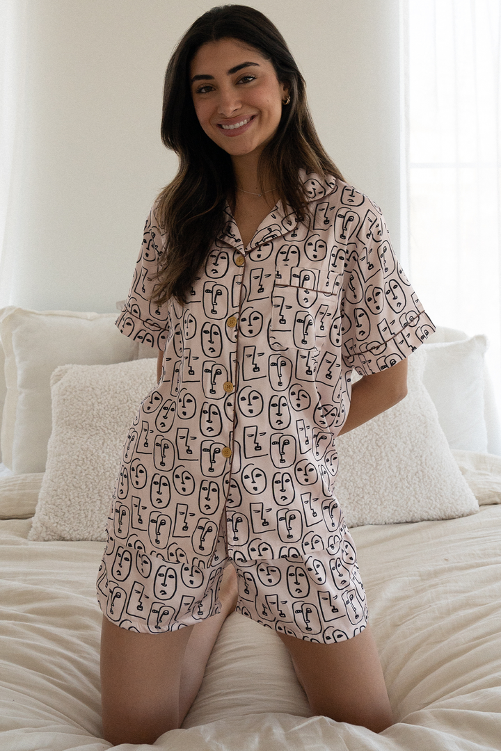 Boho Faces Satin Pajamas-2