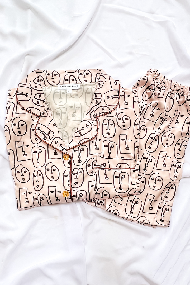 Boho Faces Satin Pajamas-3