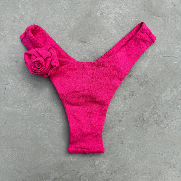 Seashore Textured Pink Riot Bia Flower Bikini Bottom-0