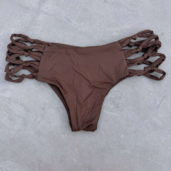 Cocoa Brown Shortie Macrame Bikini Bottom-0