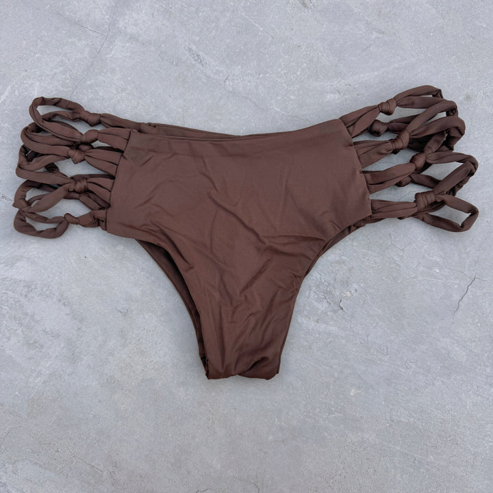 Cocoa Brown Shortie Macrame Bikini Bottom-0