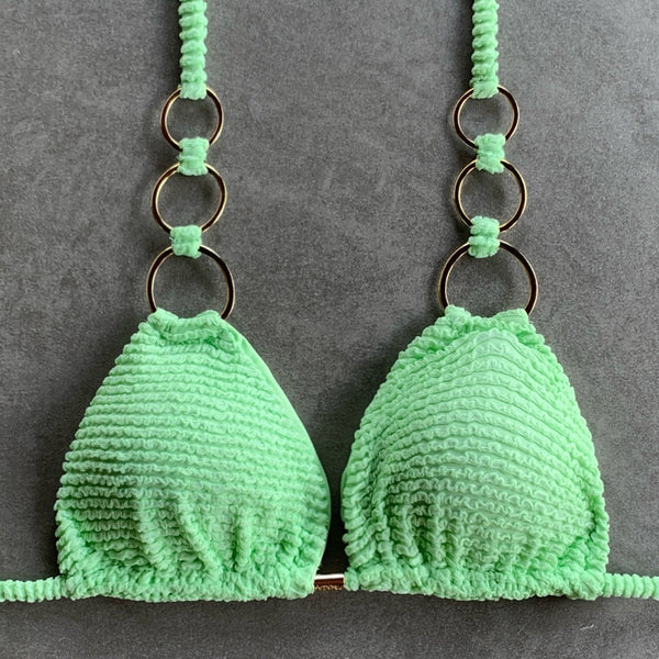 Minty Haze Triangle Rings Bikini Top-0