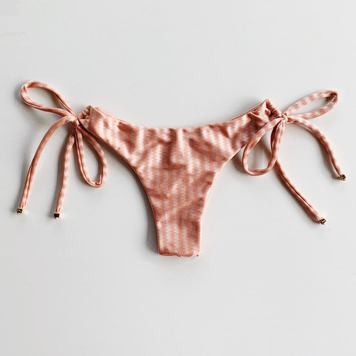 Rose Gold Striped Side Tie Bikini Bottom-1