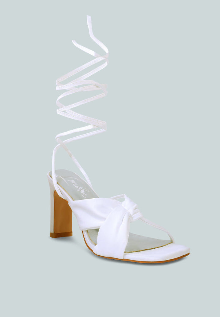 Chasm Satin Ruched Strap Tie Up Sandals-1