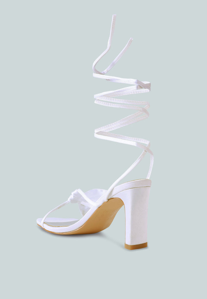 Chasm Satin Ruched Strap Tie Up Sandals-2