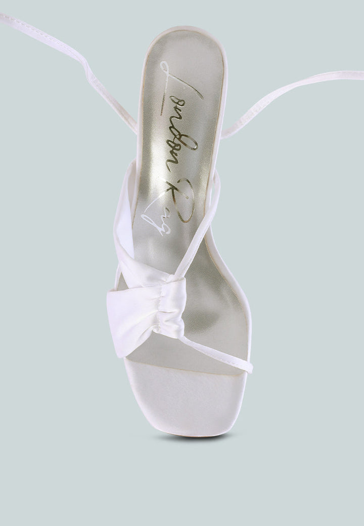 Chasm Satin Ruched Strap Tie Up Sandals-3