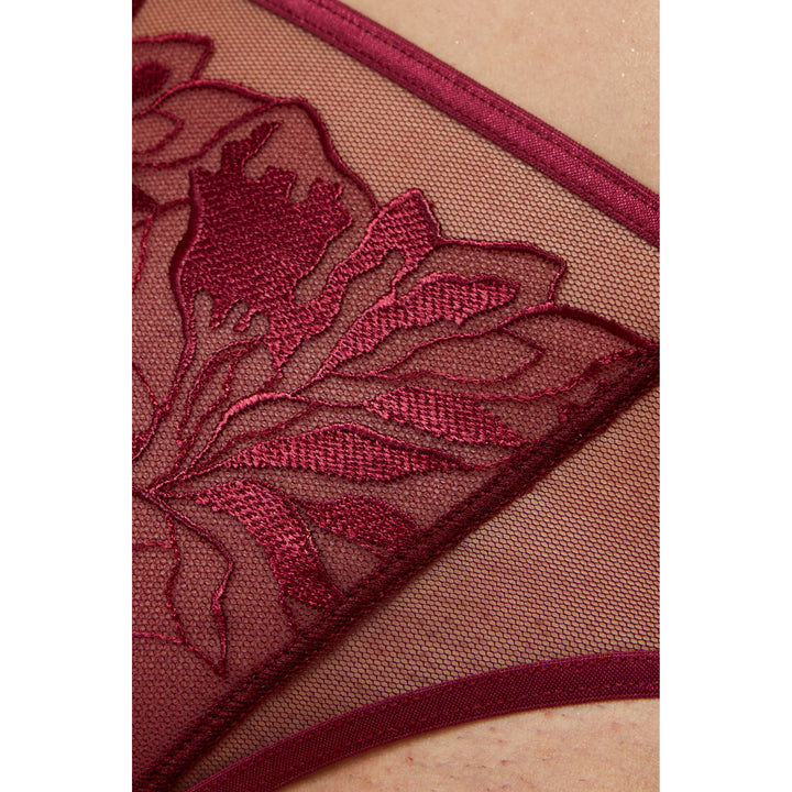 Sheer Mesh Thong Panty Gorteks Coco Burgundy-3