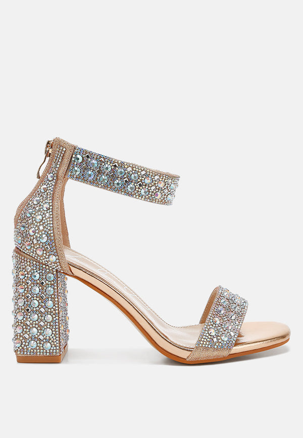 Cady Rhinestones And Sequins Block Sandals-5