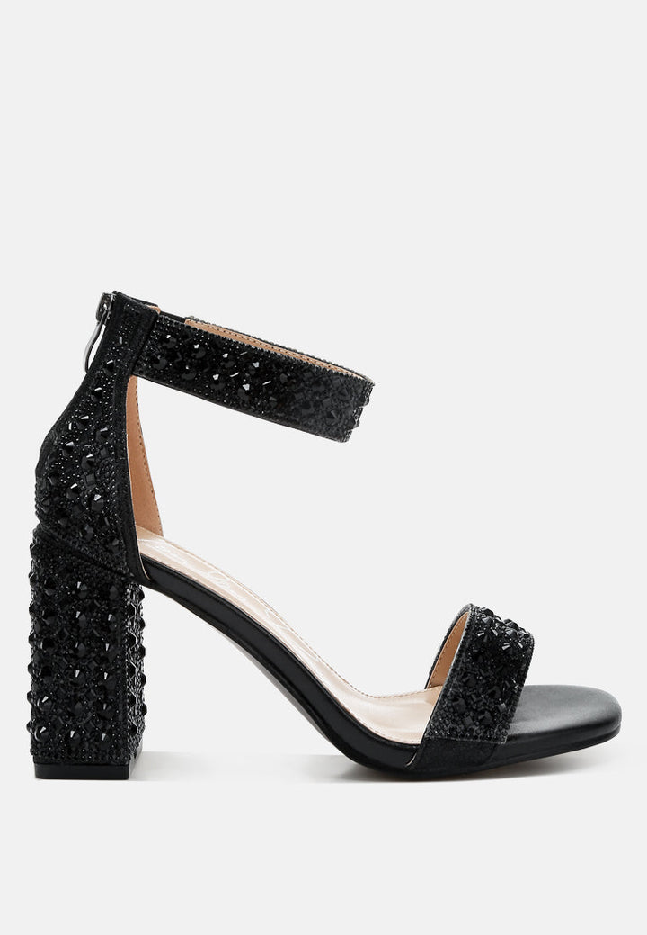 Cady Rhinestones And Sequins Block Sandals-6