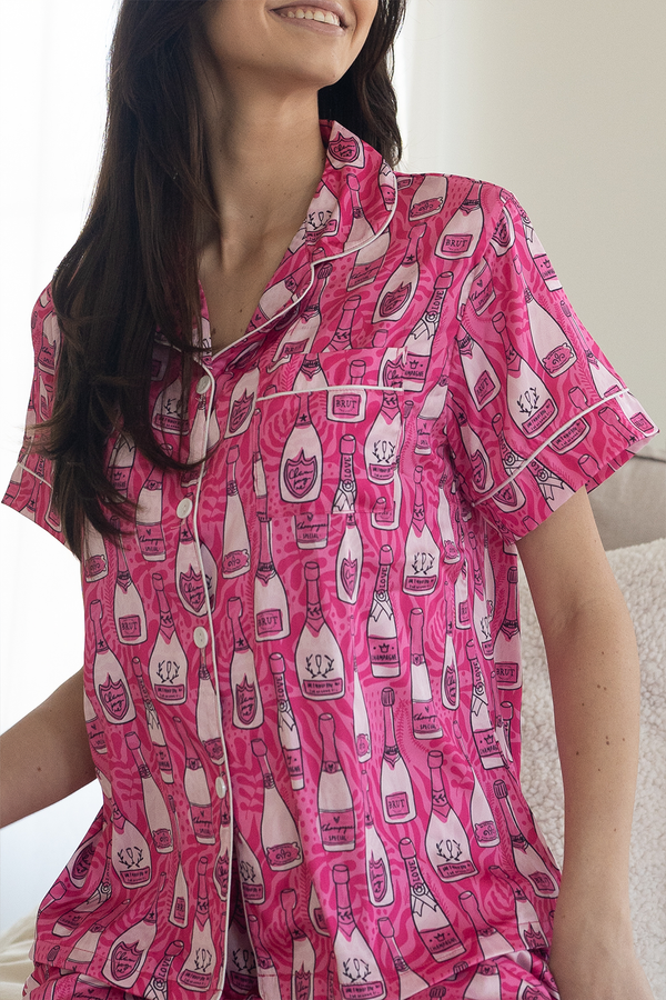 Feeling Bubbly Pink Champagne Pajamas-0