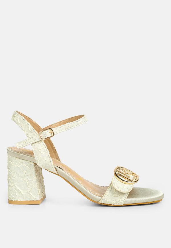 Chaplet Textured Block Heel Sandals-5