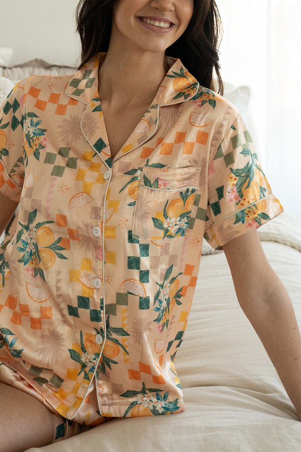 Checkered Picnic Satin Pajamas-0