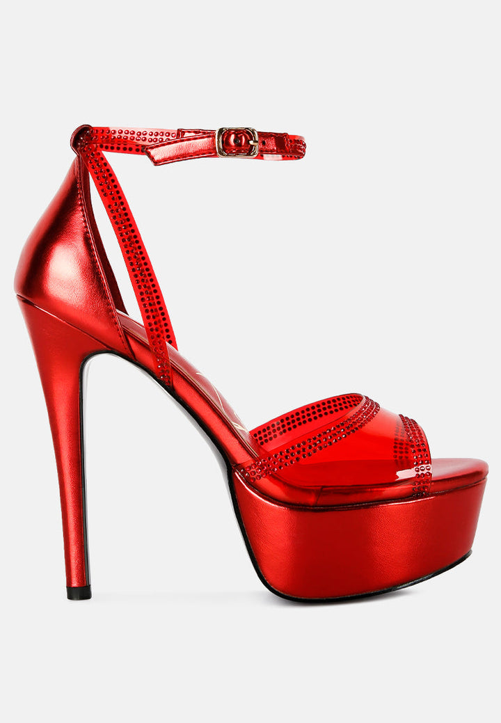 Cinderella Rhinestones Embellished Stiletto Platform Sandals-0