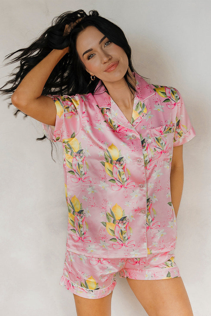 Citrine Coquette Satin Pajamas-3