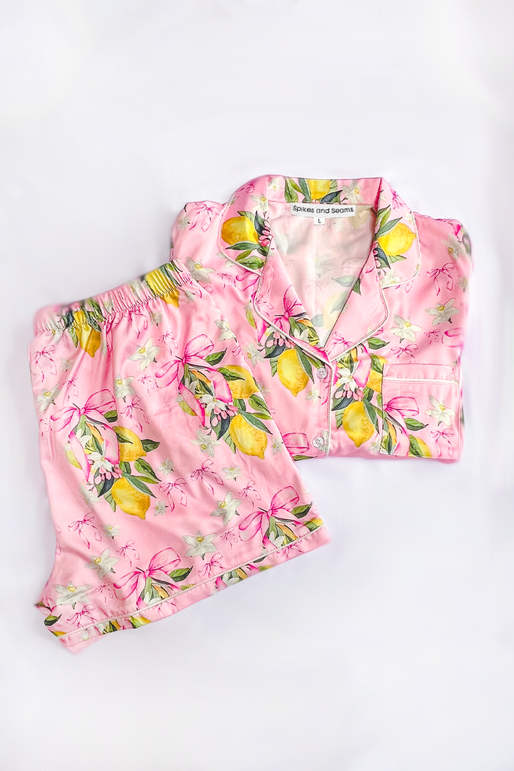 Citrine Coquette Satin Pajamas-4