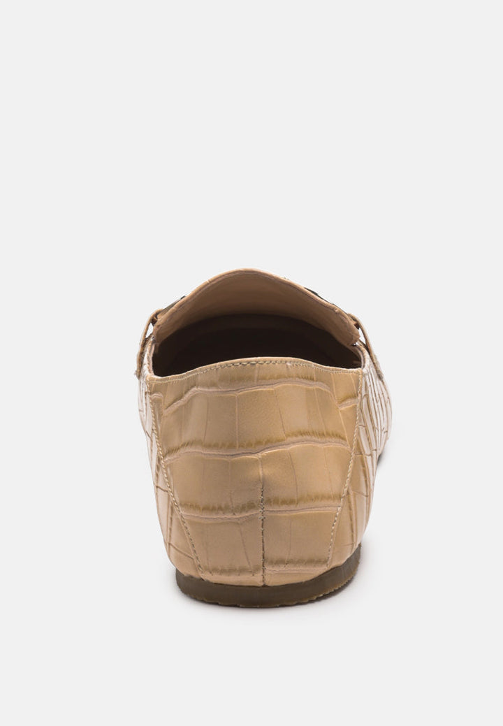 Wibele Croc Textured Metal Show Detail Loafers-4