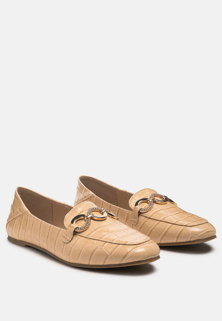 Wibele Croc Textured Metal Show Detail Loafers-1