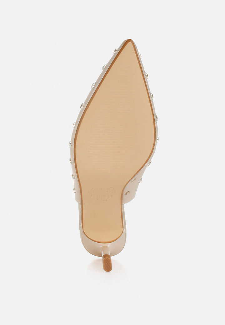 Dasavla Heart-Shaped Rhinestone Studded Slingbacks-4
