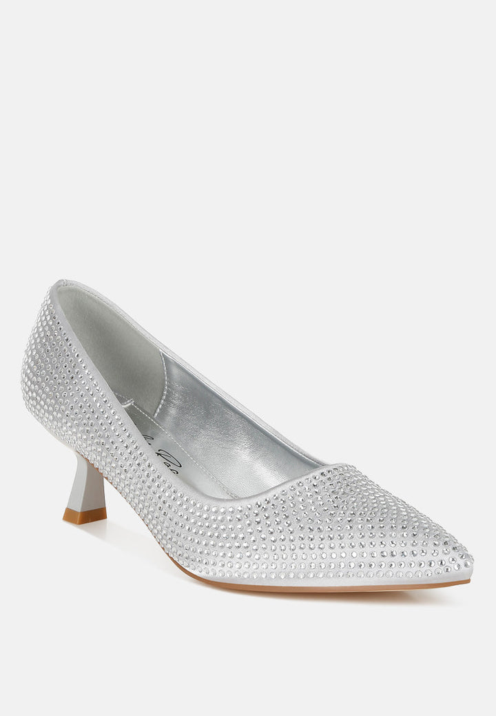 Dinah Rhinestones Embellished Kitten Heel Pumps-1
