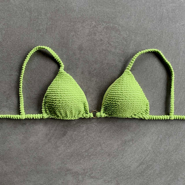 Lime Pie Textured Green Triangle Bikini Top-0