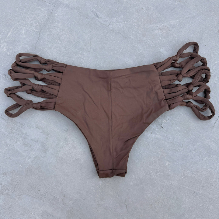 Cocoa Brown Shortie Macrame Bikini Bottom-1