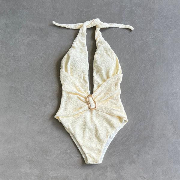 Buttercream Beehive Textured Samira One Piece Swimwear-0