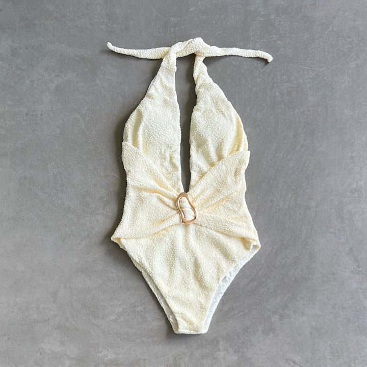 Buttercream Beehive Textured Samira One Piece Swimwear-0