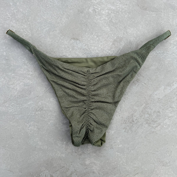 Seashore Textured Fern Green Tanga Bikini Bottom-0