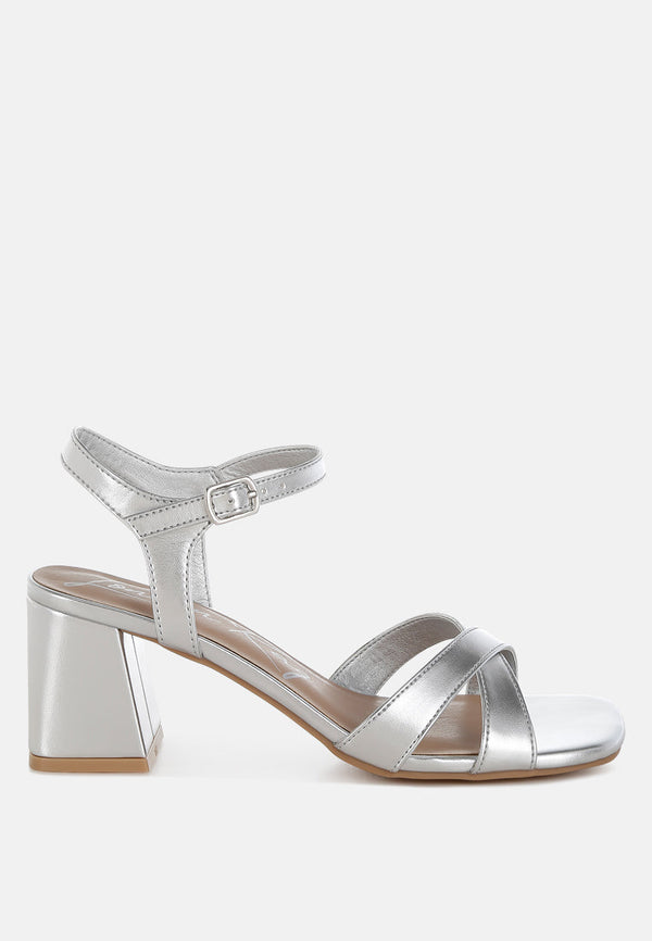 Edessa Metallic Ankle Strap Sandals-0