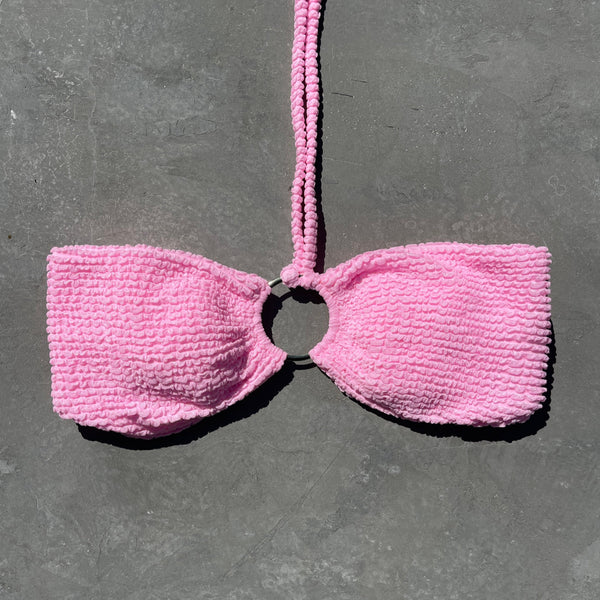 Pink Milk Shake Textured Strapless Bikini Top-0