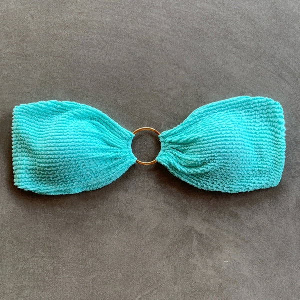 Curazao Blue Textured Strapless Bikini Top-0