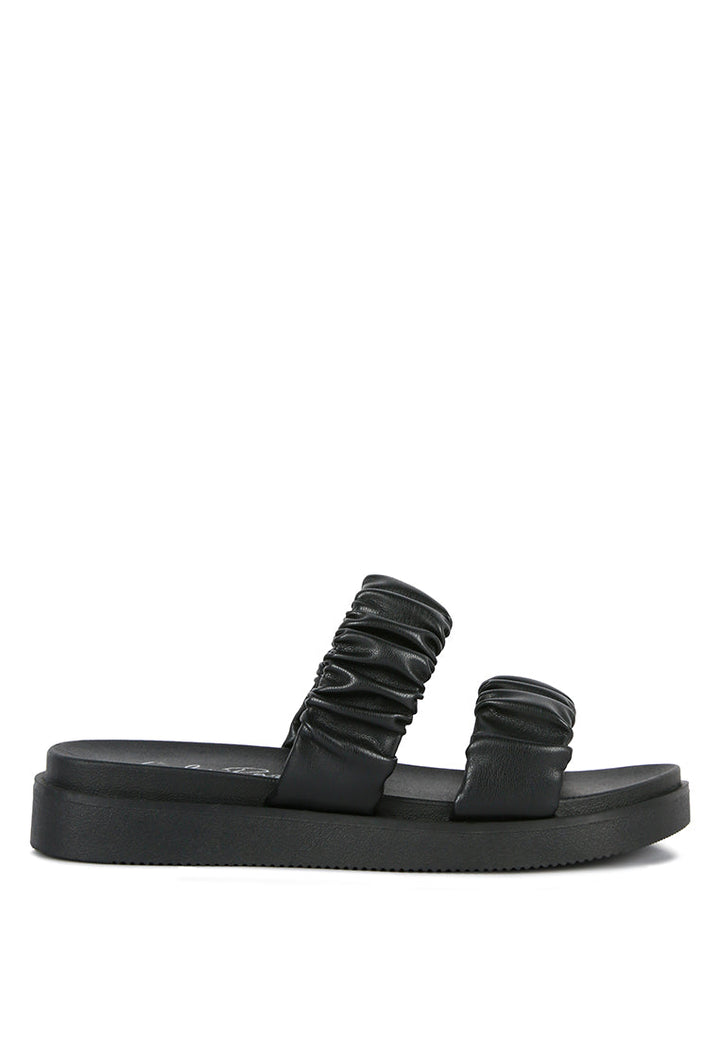 Faux Leather Ruched Strap Platform Sandals-2