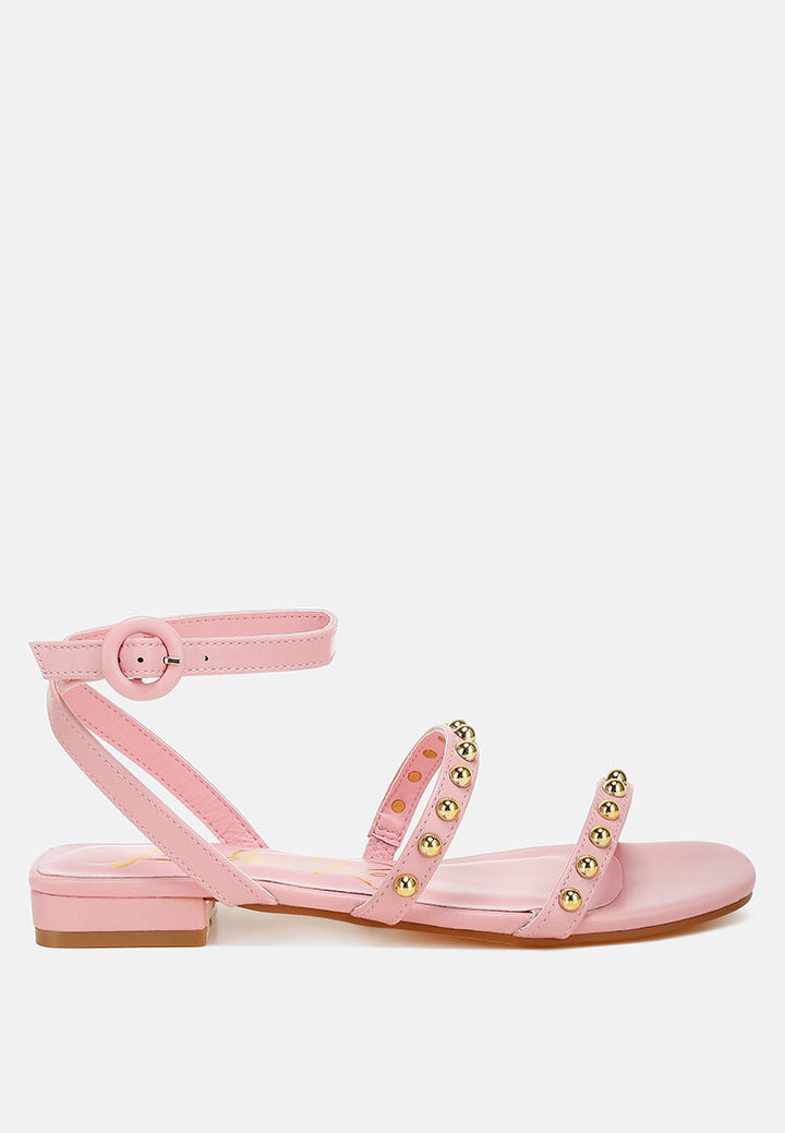 Flippity Studded Ankle Strap Flat Sandals-6