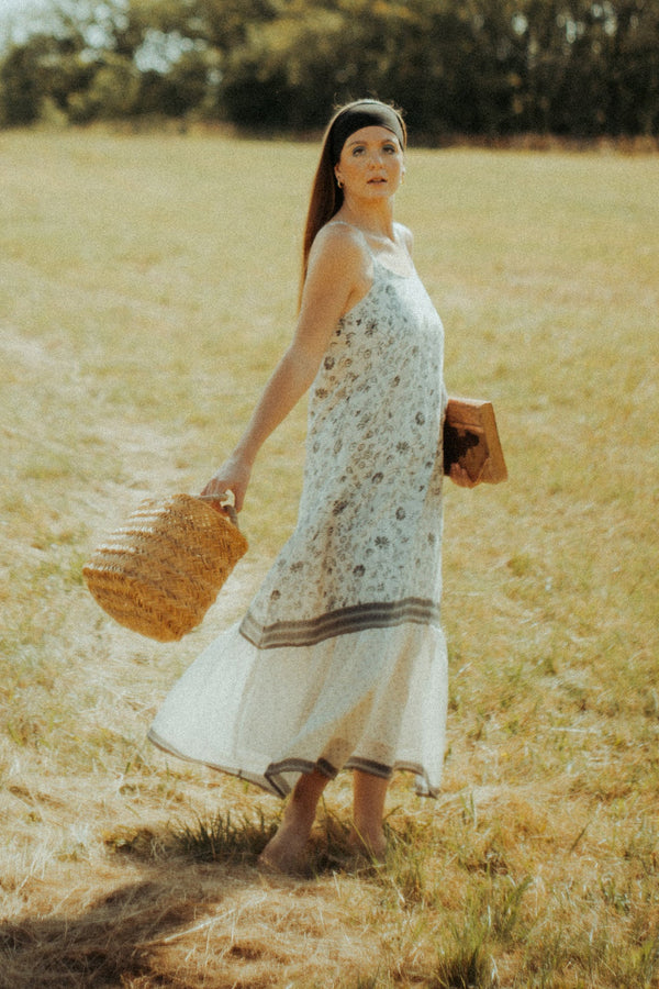 Flowy Maxi Dress in Black Florals-0