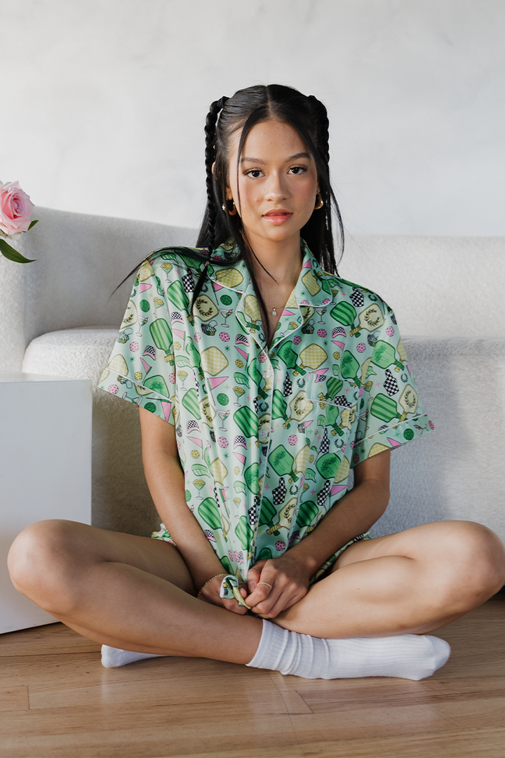 Fun & Games Pickleball Satin Pajamas-4