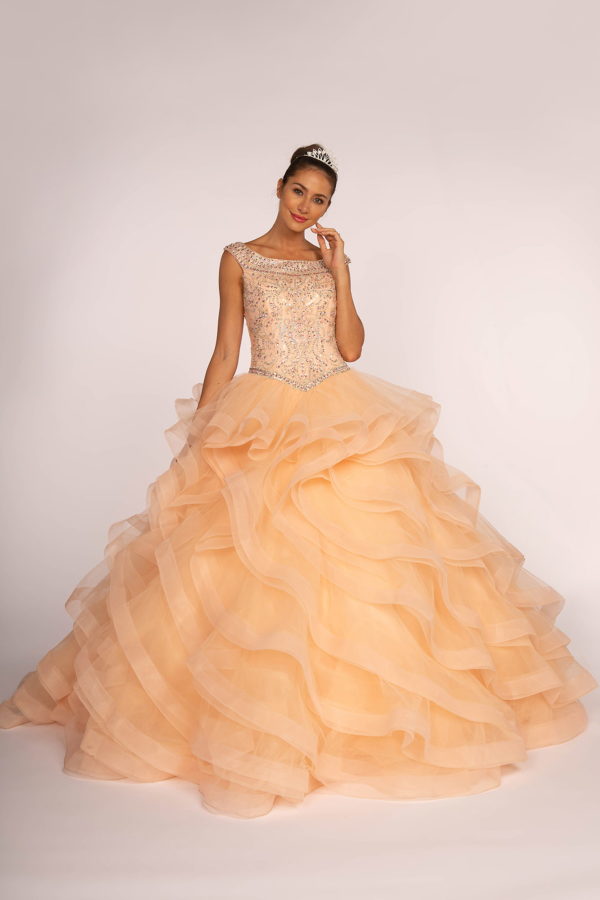 Jewel Embellished Bodice Tulle Quinceanera Dress-5