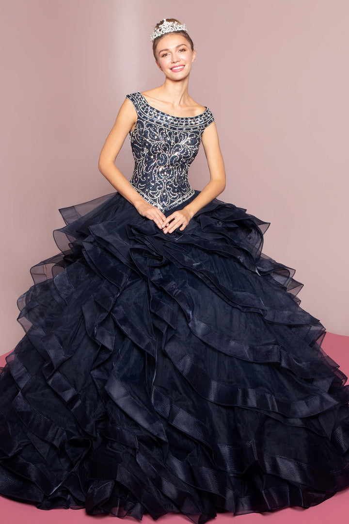 Jewel Embellished Bodice Tulle Quinceanera Dress-0