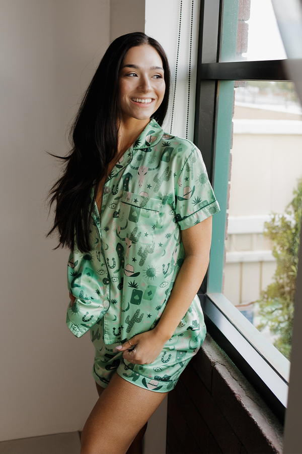 Green Rodeo Satin Pajamas-0