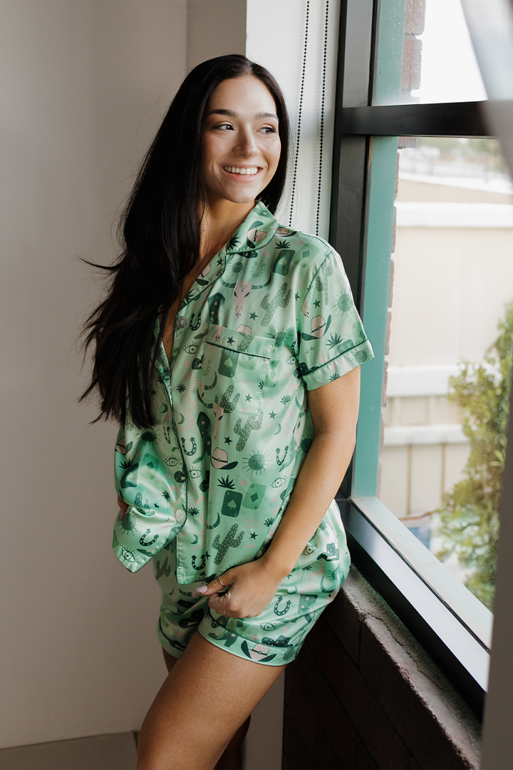 Green Rodeo Satin Pajamas-0